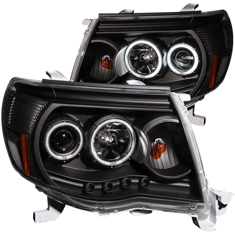 ANZO 2005-2011 Toyota Tacoma Projector Headlights w/ Halo Black-Headlights-ANZO-ANZ121282-SMINKpower Performance Parts