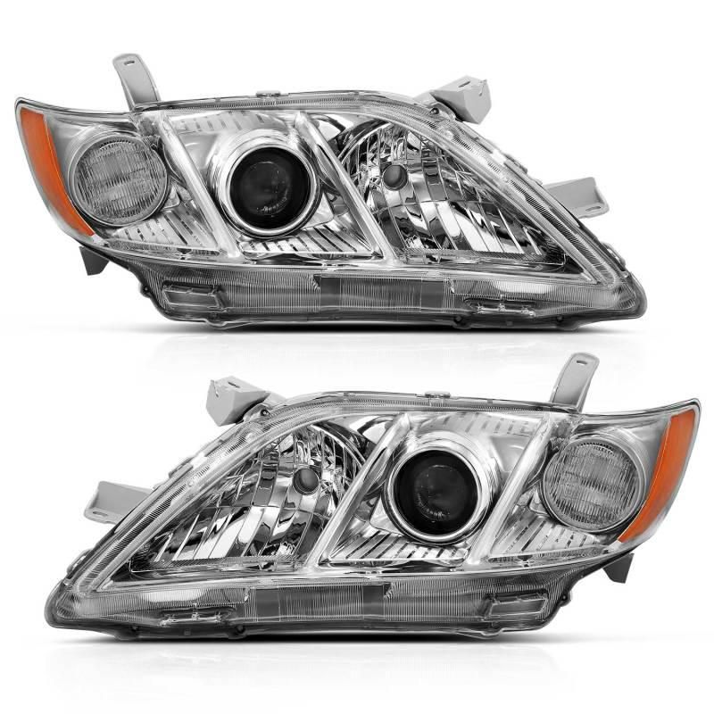 ANZO 2007-2009 Toyota Camry Projector Headlight Chrome Amber (OE Replacement) - SMINKpower Performance Parts ANZ121551 ANZO