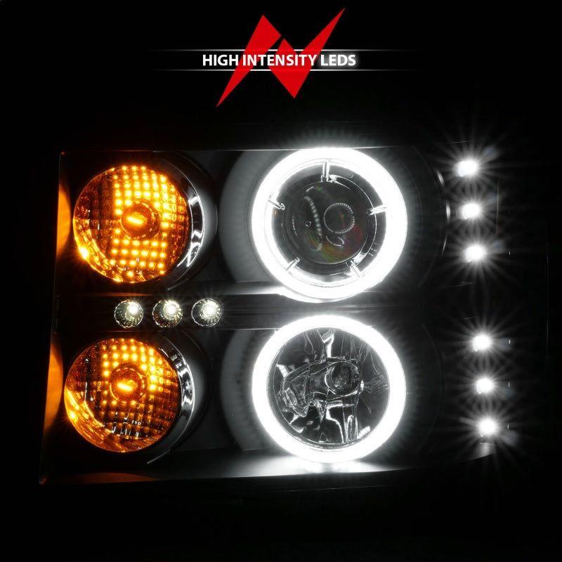 ANZO 2007-2013 Gmc Sierra 1500 Projector Headlights w/ Halo Black-Headlights-ANZO-ANZ111125-SMINKpower Performance Parts