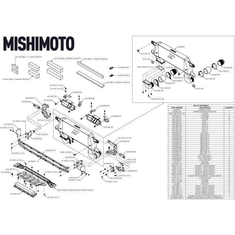 Mishimoto 21+ Ford Bronco High Mount Intercooler Kit - Black - SMINKpower Performance Parts MISMMINT-BR-21HBK Mishimoto