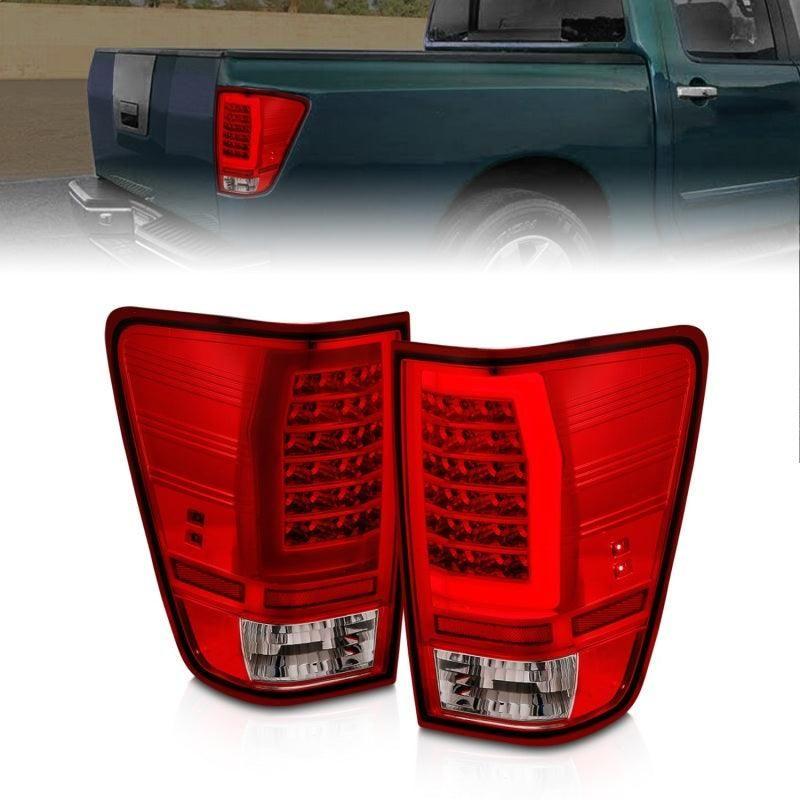 Anzo 04-15 Nissan Titan Full LED Tailights Chrome Housing Red/Clear Lens - SMINKpower Performance Parts ANZ311422 ANZO