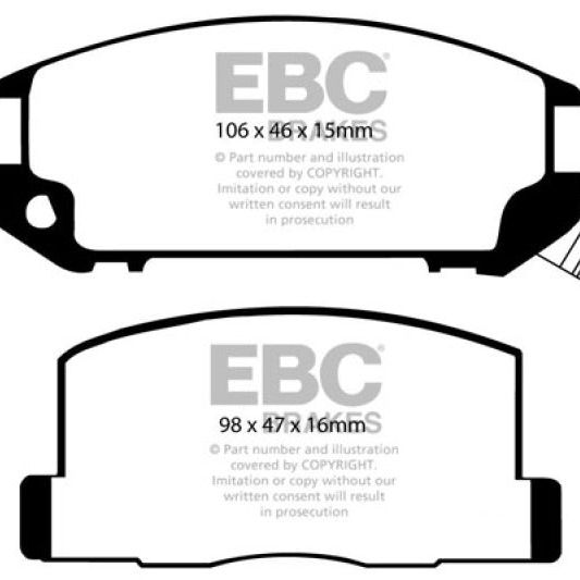 EBC 85-90 Toyota MR2 1.6 Yellowstuff Rear Brake Pads-Brake Pads - Performance-EBC-EBCDP4602R-SMINKpower Performance Parts