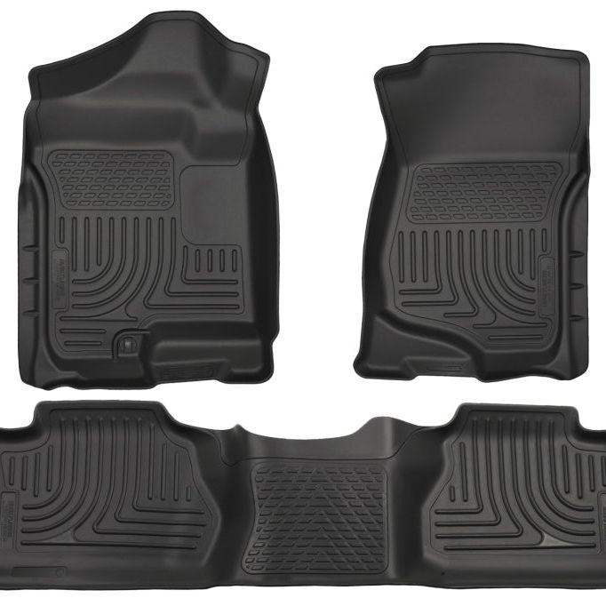 Husky Liners 07-12 Chevy Silverado/GMC Sierra Extended Cab WeatherBeater Combo Black Floor Liners-Floor Mats - Rubber-Husky Liners-HSL98211-SMINKpower Performance Parts