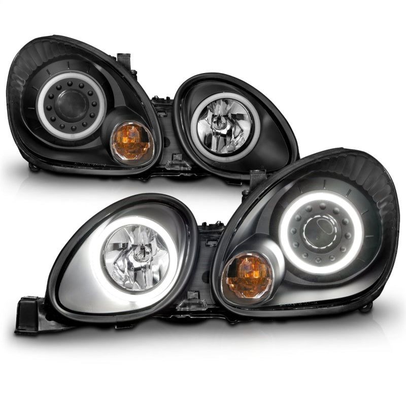 ANZO 1998-2005 Lexus Gs300 Projector Headlights w/ Halo Black-Headlights-ANZO-ANZ121144-SMINKpower Performance Parts