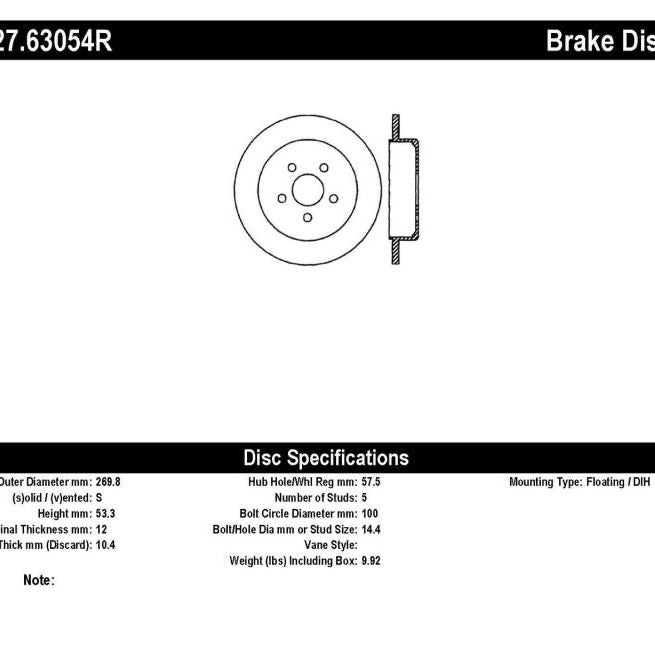 StopTech 03-09 Chrysler PTCruiser Tur / 03-05 Dodge Neon SRT-4 Rear Right Slotted & Drilled Rotor-Brake Rotors - Slot & Drilled-Stoptech-STO127.63054R-SMINKpower Performance Parts