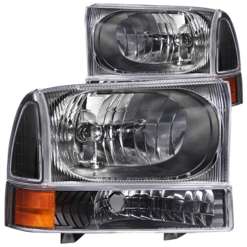 ANZO 2000-2004 Ford Excursion Crystal Headlights Black-Headlights-ANZO-ANZ111080-SMINKpower Performance Parts