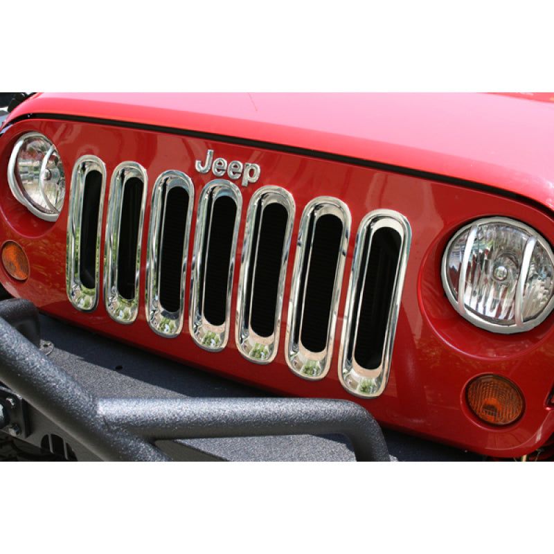 Rugged Ridge Grille Inserts Chrome 07-18 Jeep Wrangler - SMINKpower Performance Parts RUG11306.20 Rugged Ridge