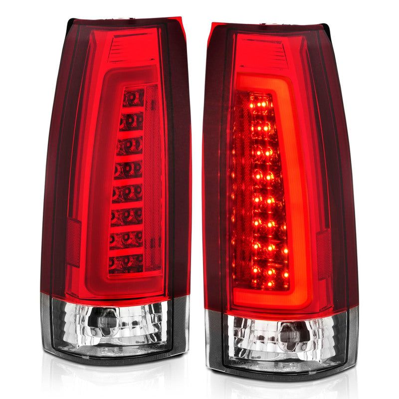 ANZO 1999-2000 Cadillac Escalade LED Taillights Chrome Housing Red/Clear Lens Pair-Tail Lights-ANZO-ANZ311346-SMINKpower Performance Parts