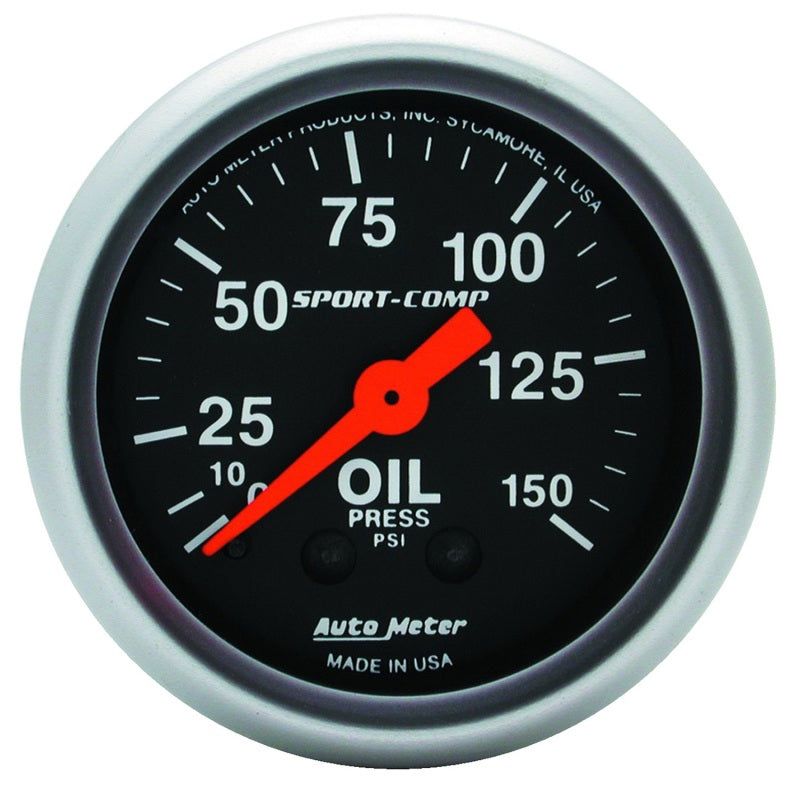 Autometer Sport Comp 52mm Mechanical 0-150 PSI Oil Pressure Gauge-Gauges-AutoMeter-ATM3323-SMINKpower Performance Parts