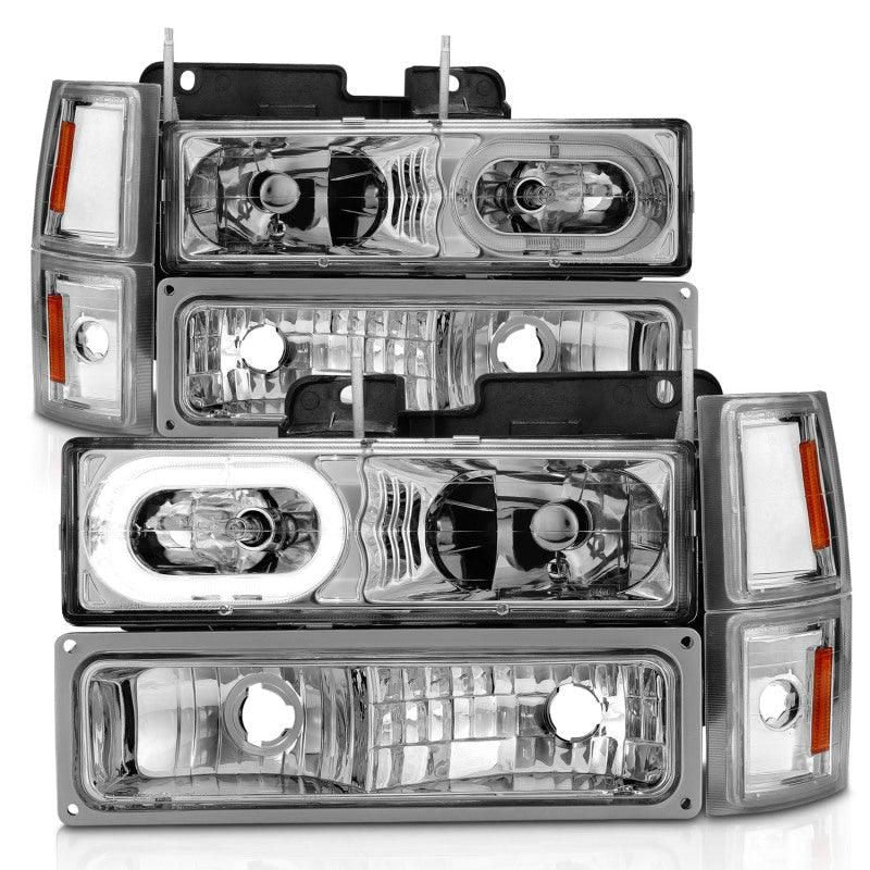 ANZO 88-98 Chevrolet C1500 Crystal Headlights Chrome Housing w/ Signal and Side Marker Lights - SMINKpower Performance Parts ANZ111508 ANZO