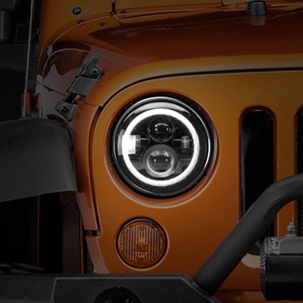 Raxiom 97-18 Jeep Wrangler TJ/JK Axial Halo Headlights w/ DRL Amber Signals- Blk Hsng (Clear Lens) - SMINKpower Performance Parts RAXJ108037 Raxiom