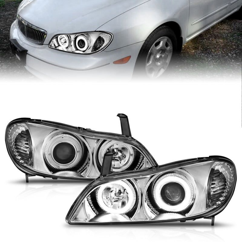 ANZO 2000-2004 Infiniti I30 Projector Headlights w/ Halo Chrome-Headlights-ANZO-ANZ121078-SMINKpower Performance Parts