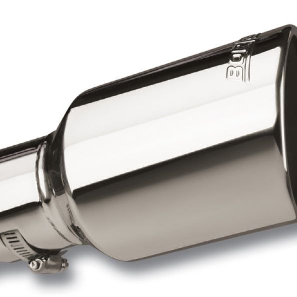 Borla Universal Polished Tip Single Round Rolled Angle-Cut w/Clamp (inlet 2 1/2in. Outlet 4 x 4in) *-Tips-Borla-BOR20156-SMINKpower Performance Parts
