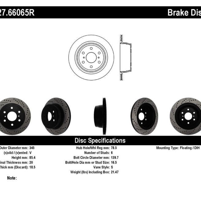 StopTech 05-10 GMC Sierra (w/ Rear Drum) / 07-09 GMC Yukon Rear Right Slotted & Drilled Rotor-Brake Rotors - Slot & Drilled-Stoptech-STO127.66065R-SMINKpower Performance Parts