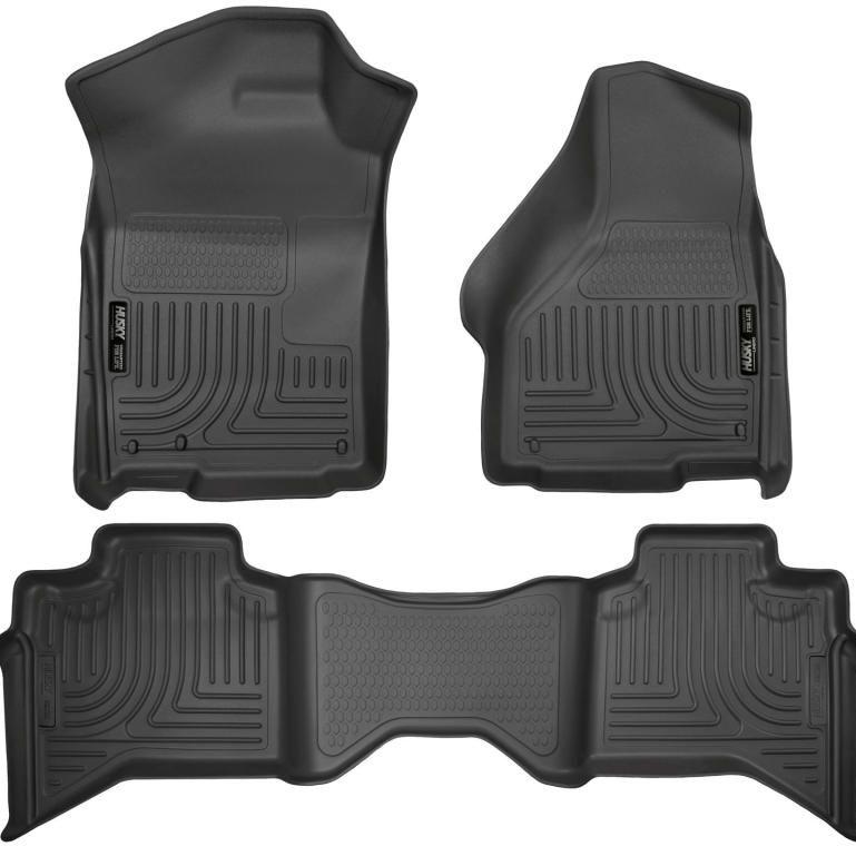 Husky Liners 09-12 Dodge Ram 1500 Quad Cab WeatherBeater Black Front & Second Seat Floor Liner-Floor Mats - Rubber-Husky Liners-HSL99011-SMINKpower Performance Parts