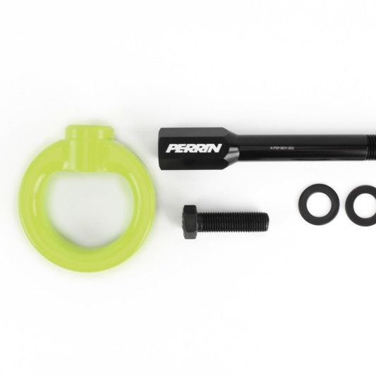 Perrin 02-07 Subaru WRX/STI Tow Hook Kit (Front) - Neon Yellow-Tow Hooks-Perrin Performance-PERPSP-BDY-230NY-SMINKpower Performance Parts