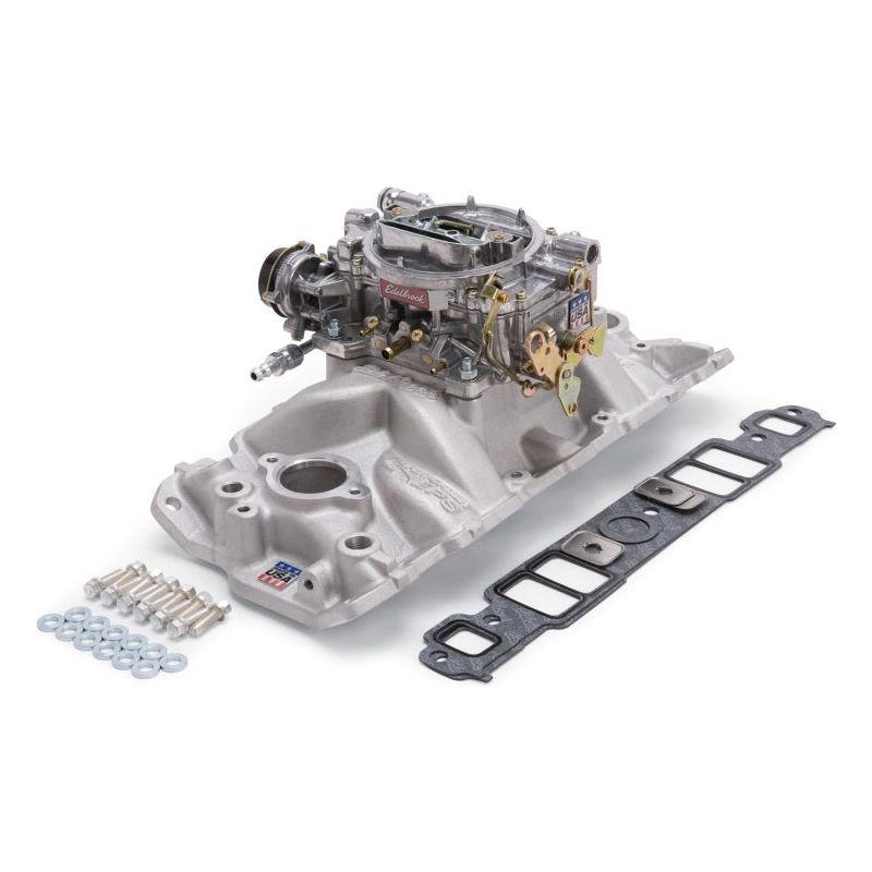 Edelbrock Manifold And Carb Kit Performer Eps Small Block Chevrolet 1957-1986 Natural Finish - SMINKpower Performance Parts EDE2021 Edelbrock