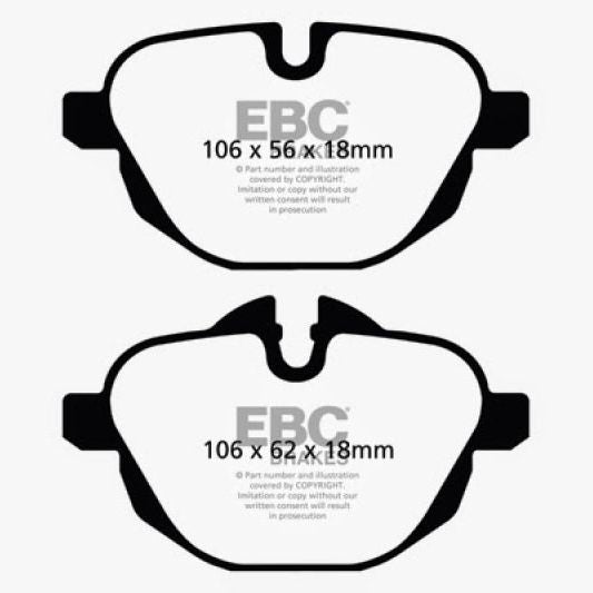 EBC 14+ BMW i8 1.5 Turbo/Electric Yellowstuff Rear Brake Pads-Brake Pads - Performance-EBC-EBCDP42047R-SMINKpower Performance Parts