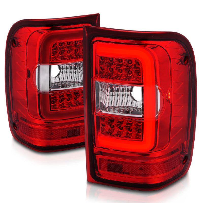 ANZO 2001-2011 Ford Ranger LED Tail Lights w/ Light Bar Chrome Housing Red/Clear Lens - SMINKpower Performance Parts ANZ311393 ANZO