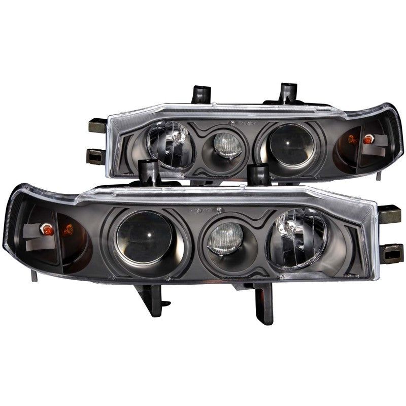 ANZO 1990-1993 Honda Accord Projector Headlights w/ Halo Black 1pc-Headlights-ANZO-ANZ121048-SMINKpower Performance Parts