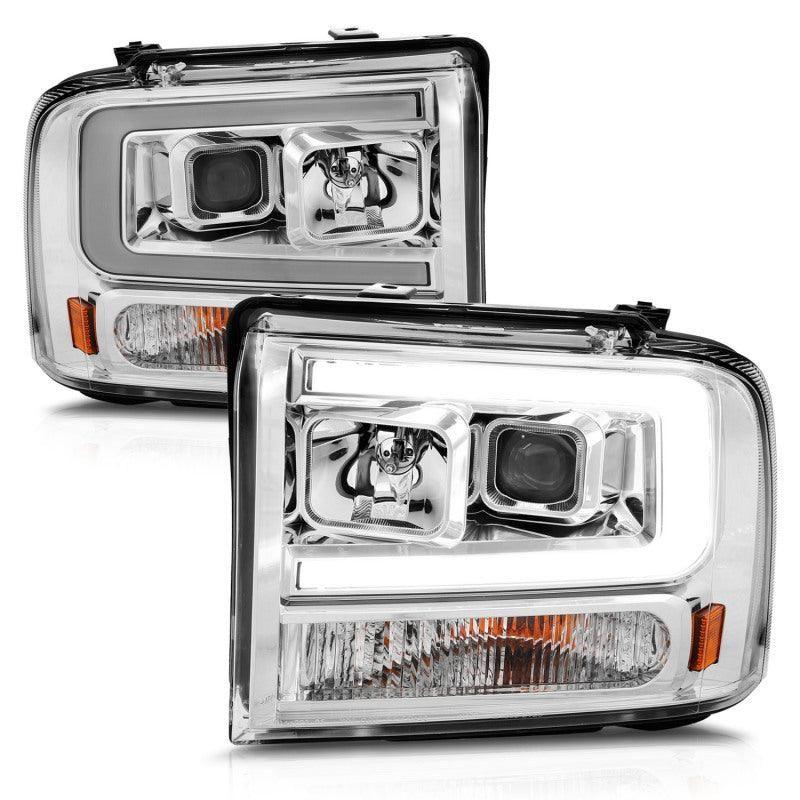 ANZO 99-04 Ford F250/F350/F450/Excursion (excl 99) Projector Headlights - w/Light Bar Chrome Housing - SMINKpower Performance Parts ANZ111552 ANZO