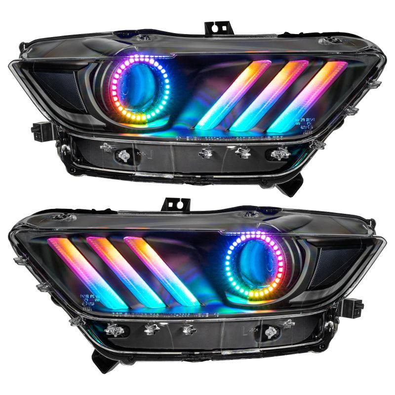 Oracle 15-17 Ford Mustang Dynamic RGB+A Pre-Assembled Headlights - Black Edition - ColorSHIFT - oracle-15-17-ford-mustang-dynamic-rgb-a-pre-assembled-headlights-black-edition-colorshift