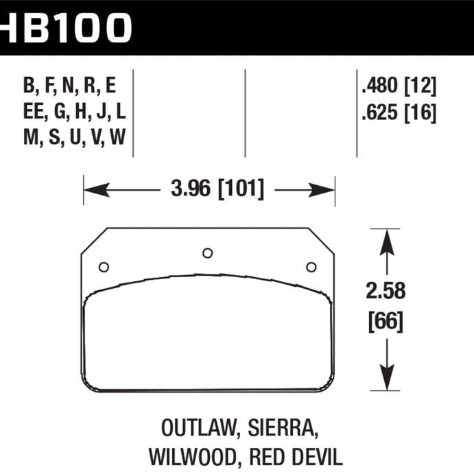 Hawk Wilwood DL/Outlaw/Sierra 12mm HPS 5.0 Street Brake Pads - SMINKpower Performance Parts HAWKHB100B.480 Hawk Performance