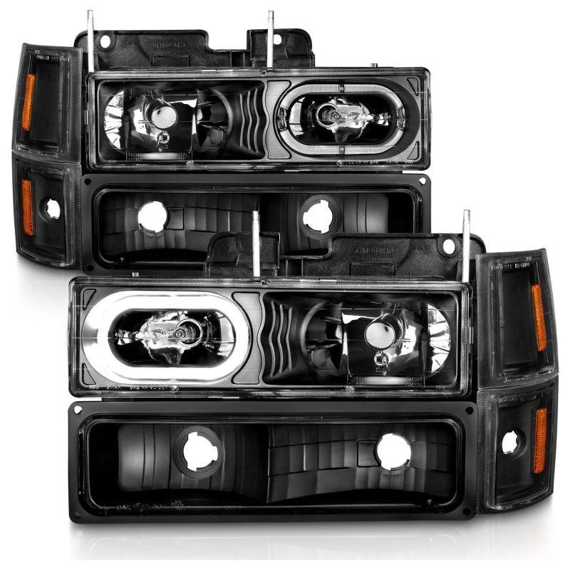 ANZO 88-98 Chevrolet C1500 Crystal Headlights Black Housing w/ Signal and Side Marker Lights-Headlights-ANZO-ANZ111507-SMINKpower Performance Parts