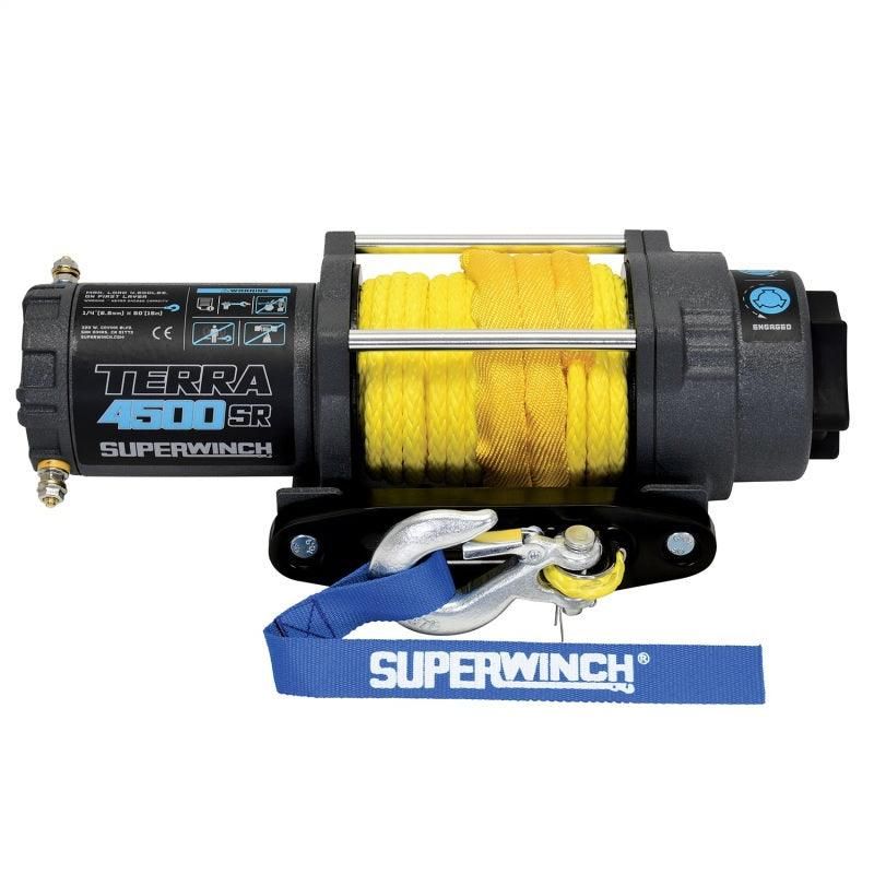 Superwinch 4500 LBS 12V DC 1/4in x 50ft Synthetic Rope Terra 4500SR Winch - Gray Wrinkle - SMINKpower Performance Parts SUW1145270 Superwinch