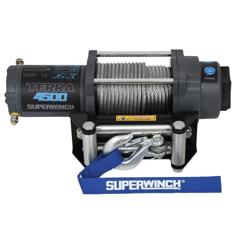 Superwinch 4500 LBS 12V DC 15/64in x 50ft Steel Rope Terra 4500 Winch - Gray Wrinkle - SMINKpower Performance Parts SUW1145260 Superwinch