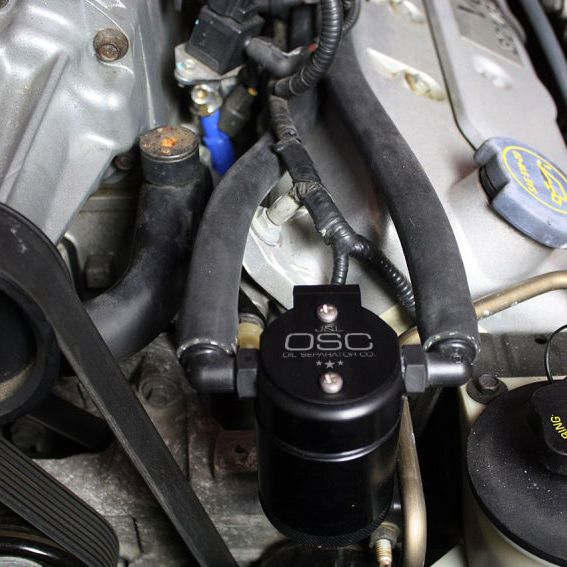 J&L 99-04 Ford Mustang SVT Cobra Driver Side Oil Separator 3.0 - Black Anodized-Oil Separators-J&L-JLT3018D-B-SMINKpower Performance Parts