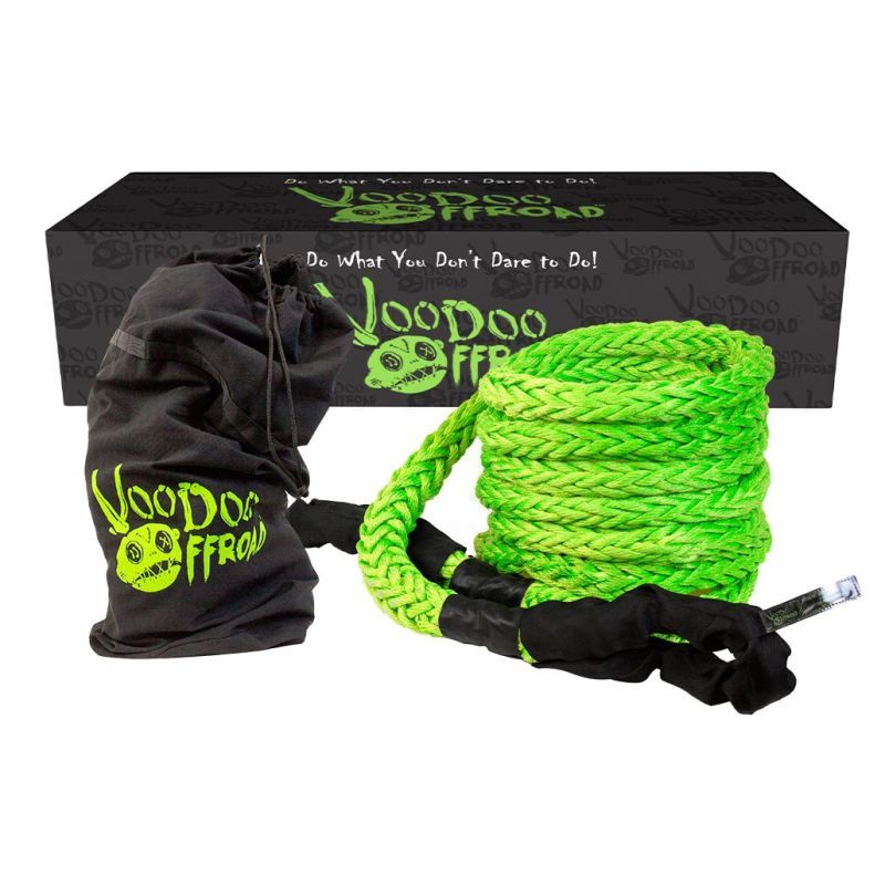 Voodoo Offroad 2.0 Santeria Series 1-1/4in x 30 ft Kinetic Recovery Rope with Rope Bag - Green - SMINKpower Performance Parts VOO1300034A Voodoo Offroad