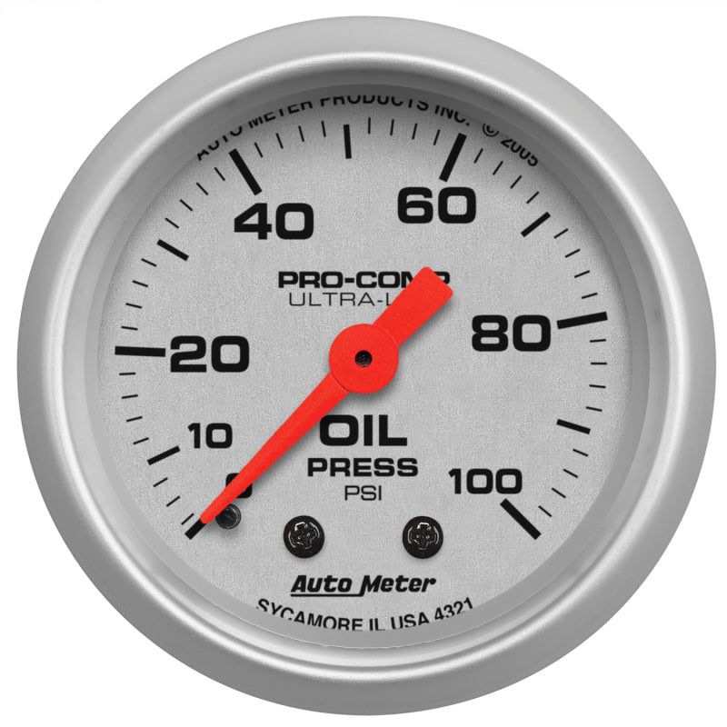 Autometer Ultra-Lite 52mm 0-100 PSI Mechanical Oil Pressure Gauge-Gauges-AutoMeter-ATM4321-SMINKpower Performance Parts