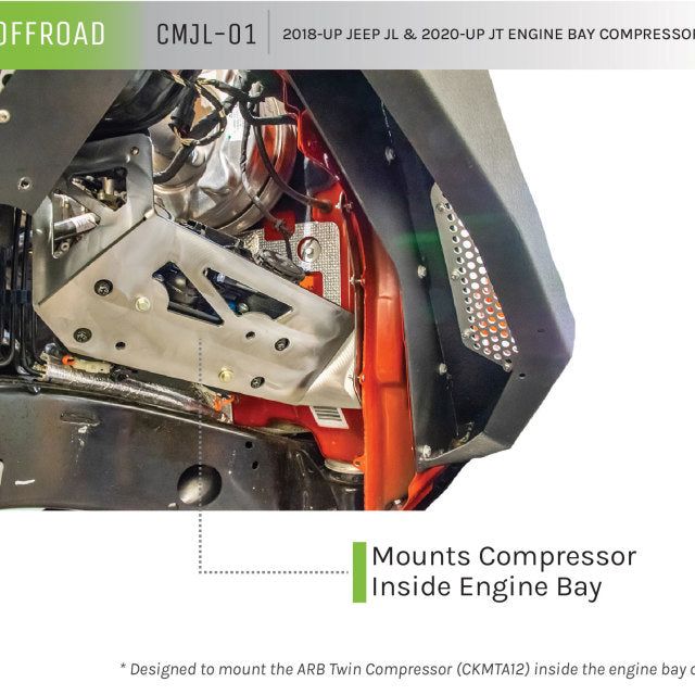 DV8 Offroad 2018+ Jeep JL / JT Engine Bay Compressor Mount - SMINKpower Performance Parts DVECMJL-01 DV8 Offroad