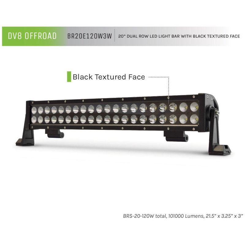 DV8 Offroad BRS Pro Series 20in Light Bar 120W Flood/Spot 3W LED - Black-Light Bars & Cubes-DV8 Offroad-DVEBR20E120W3W-SMINKpower Performance Parts
