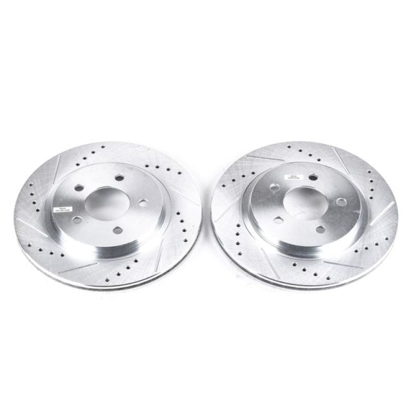 Power Stop 05-14 Ford Mustang Rear Evolution Drilled & Slotted Rotors - Pair-Brake Rotors - Slot & Drilled-PowerStop-PSBAR8174XPR-SMINKpower Performance Parts