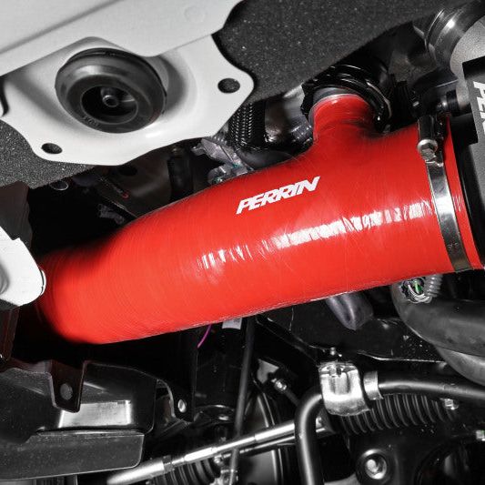 Perrin 2022+ Subaru WRX Red 3in Turbo Inlet Hose w/ Nozzle-Hoses-Perrin Performance-PERPSP-INT-425RD-SMINKpower Performance Parts