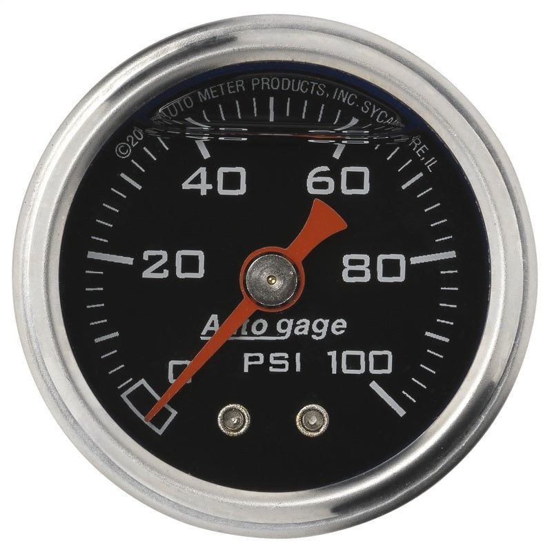 Autometer AutoGage 1.5in Liquid Filled Mechanical 0-100 PSI Fuel Pressure Gauge-Gauges-AutoMeter-ATM2174-SMINKpower Performance Parts