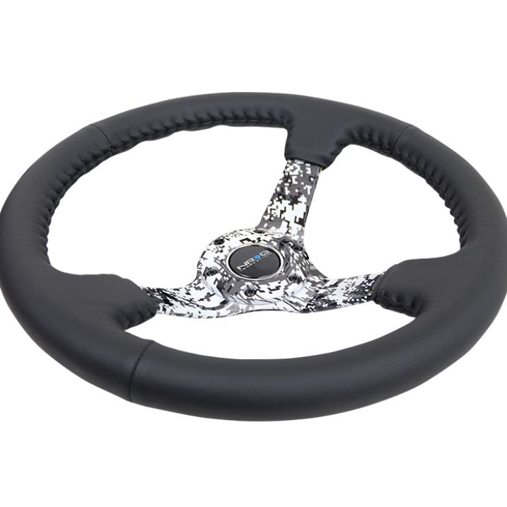 NRG Reinforced Steering Wheel (350mm / 3in. Deep) Blk Leather w/Hydrodipped Digi-Camo Spokes-Steering Wheels-NRG-NRGRST-036DC-R-SMINKpower Performance Parts