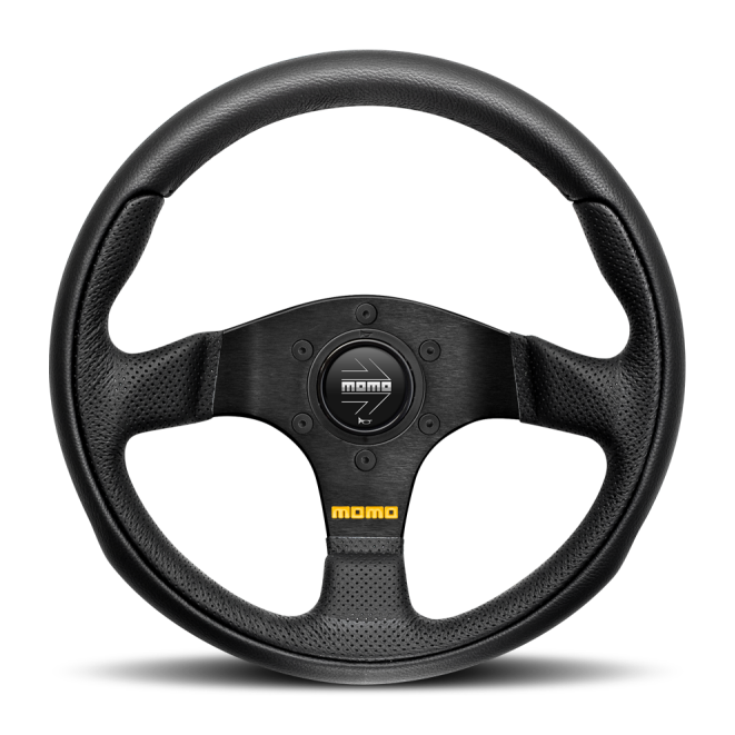 Momo Team Steering Wheel 280 mm - 4 Black Leather/Black Spokes - SMINKpower Performance Parts MOMTEA28BK0B MOMO