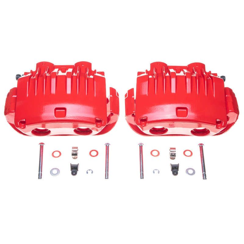 Power Stop 94-98 Ford Mustang Front Red Calipers w/Brackets - Pair - SMINKpower Performance Parts PSBS4654C PowerStop