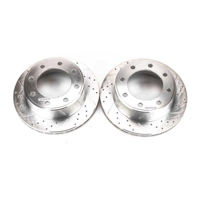 Power Stop 00-05 Ford Excursion Rear Evolution Drilled & Slotted Rotors - Pair-Brake Rotors - Slot & Drilled-PowerStop-PSBAR8571XPR-SMINKpower Performance Parts