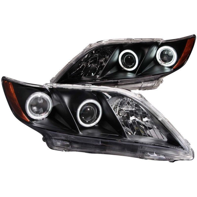 ANZO 2007-2009 Toyota Camry Projector Headlights w/ Halo Black-Headlights-ANZO-ANZ121181-SMINKpower Performance Parts