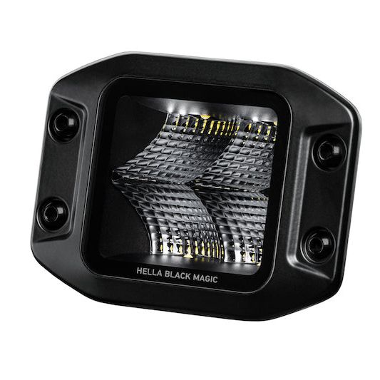 Hella Universal Black Magic 3.2in L.E.D. Cube Kit - Flood Beam (Flush Mount) - SMINKpower Performance Parts HELLA358176831 Hella