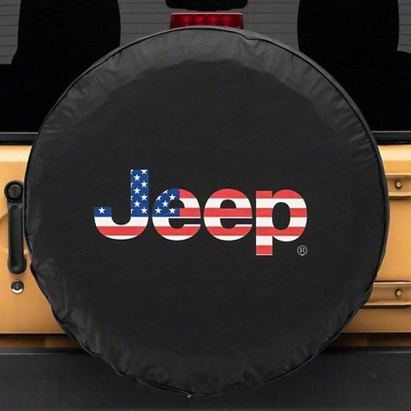 Officially Licensed Jeep 66-18 CJ5/ CJ7/ Wrangler YJ/TJ/JK American Flag Logo Spare Tire Cover-33In - SMINKpower Performance Parts OLJJ157895E Officially Licensed Jeep