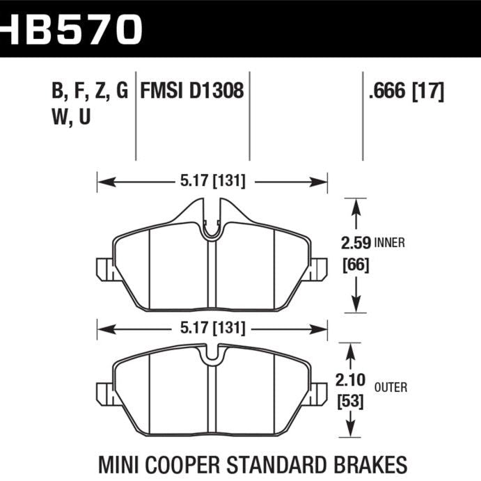 Hawk 08 Mini Cooper D1308 DTC-60 Race Front Brake Pads-Brake Pads - Racing-Hawk Performance-HAWKHB570G.666-SMINKpower Performance Parts