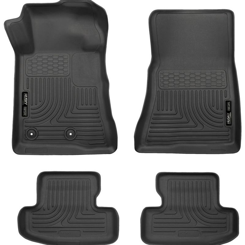 Husky Liners 15-22 Ford Mustang WeatherBeater Black Front & Second Seat Floor Liner-Floor Mats - Rubber-Husky Liners-HSL99371-SMINKpower Performance Parts