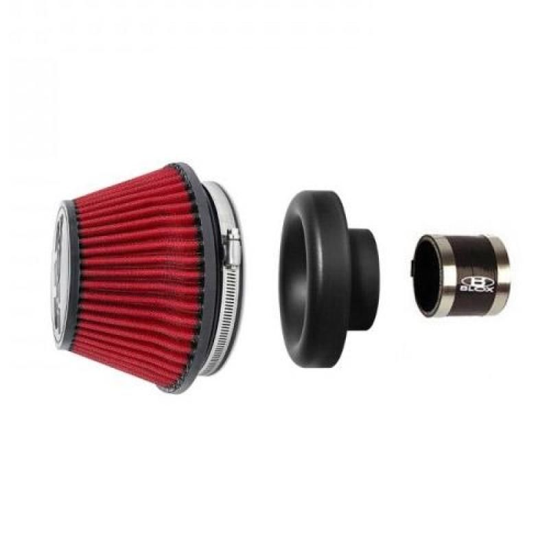 BLOX Racing Shorty Performance 5in Air Filter w/3.5in Velocity Stack and Coupler Kit - Black-Air Filters - Direct Fit-BLOX Racing-BLOBXIM-00323-BK-SMINKpower Performance Parts