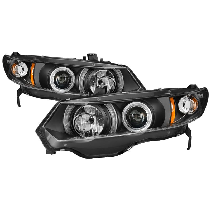 Spyder Honda Civic 06-08 2Dr Projector Headlights LED Halo Black High H1 Low H1 PRO-YD-HC06-2D-HL-BK-Headlights-SPYDER-SPY5010780-SMINKpower Performance Parts