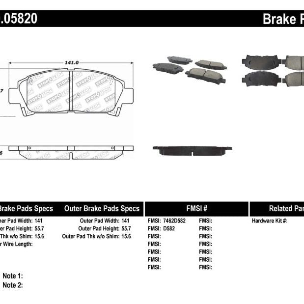 StopTech Performance 92-95 Toyota MR2 Turbo Front Brake Pads-Brake Pads - Performance-Stoptech-STO309.05820-SMINKpower Performance Parts